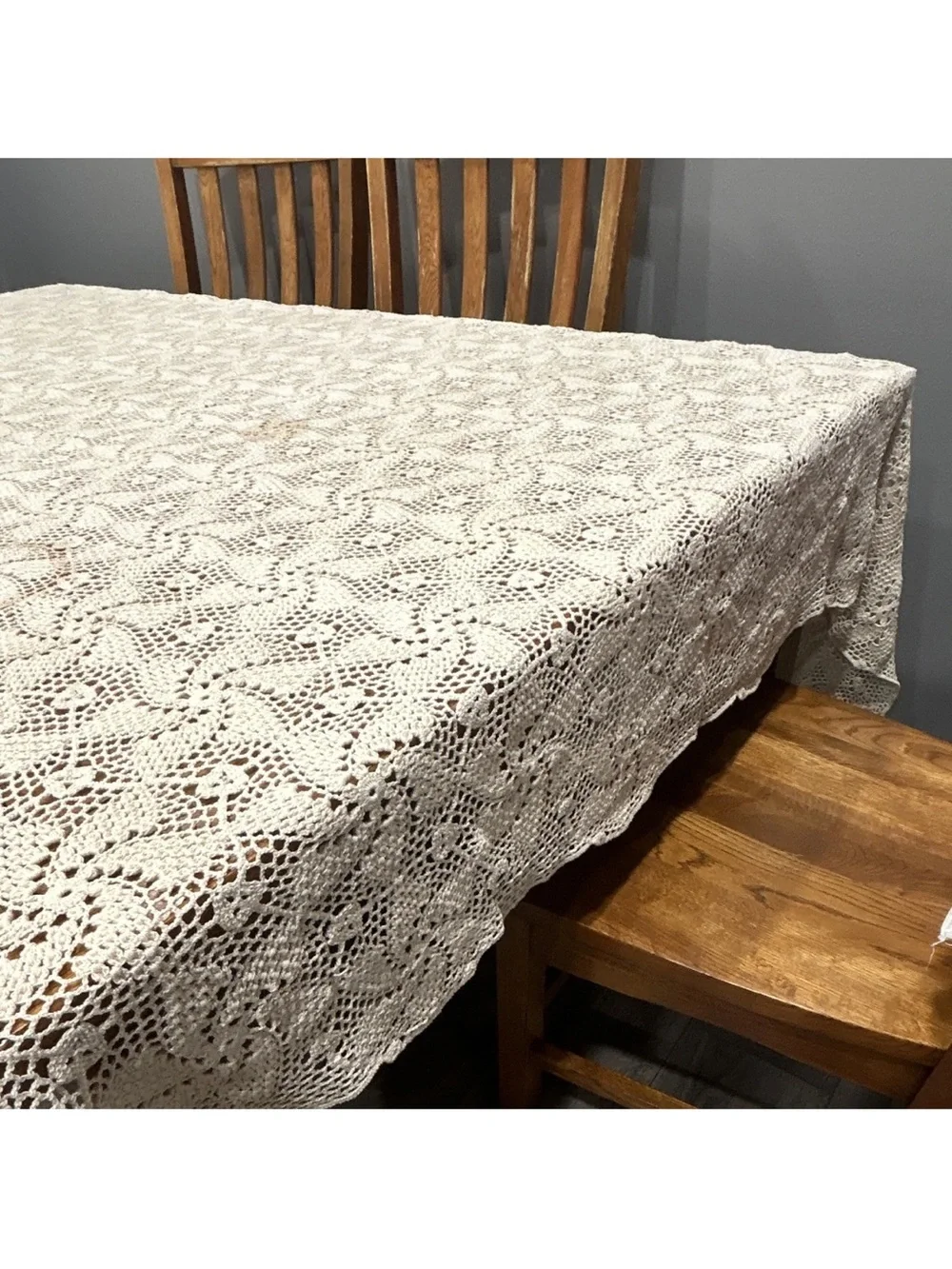 Vintage, Hand-Made in the 40’s, Crocheted Lace made for bedspread or table cloth